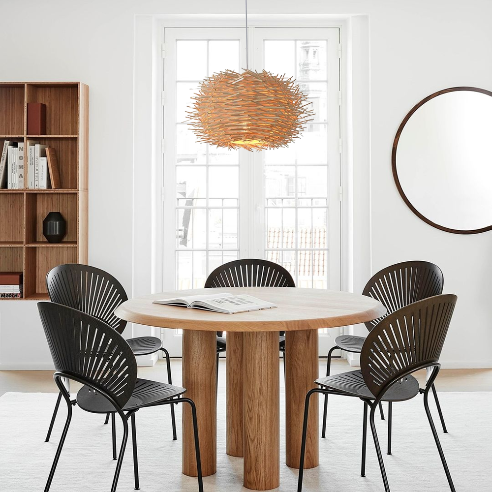 Moderne LED-Pendelleuchte fürs Esszimmer aus Holz - einzigartige Langlebigkeit