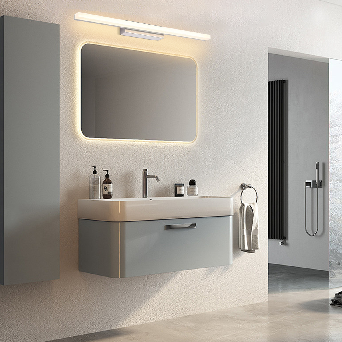 Modern Wandleuchte Spiegelleuchte LED Linear Schwarz Metall Badezimmer