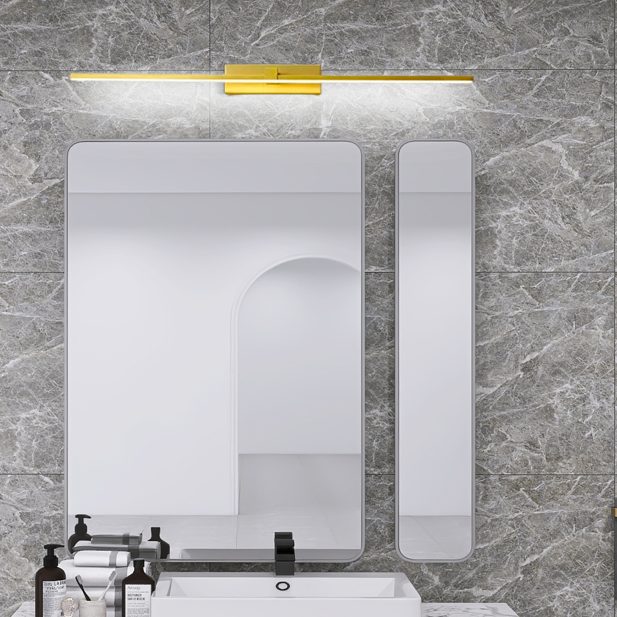 Modern Spiegelleuchte LED Metall/Acryl Gold Badezimmer