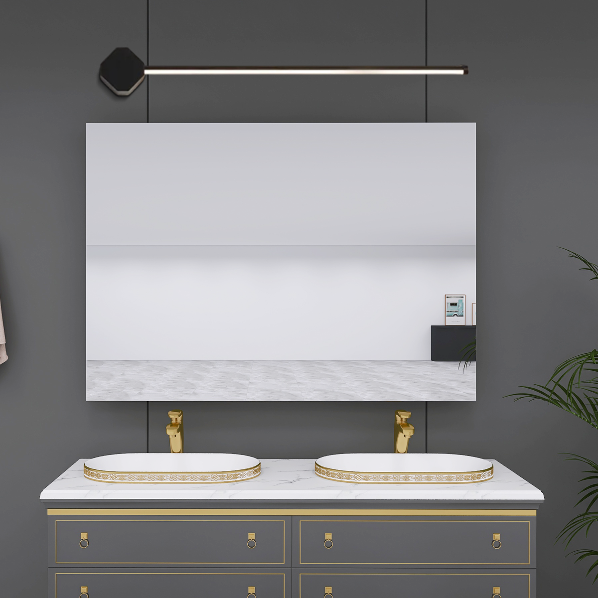 Minimalistische Wandleuchte Schwarz/Weiß Metall Acryl Linear Badezimmer