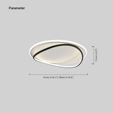 Maßzeichnung der modernen LED-Deckenleuchte aus Metall in Weiß und Schwarz mit genauen Abmessungen