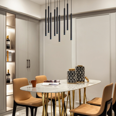 Moderne Pendelleuchte Schwarz/Weiß Metall Zylindrische Esszimmer