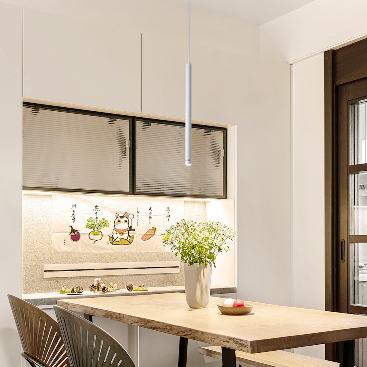 Moderne Pendelleuchte Schwarz/Weiß Metall Zylindrische Esszimmer