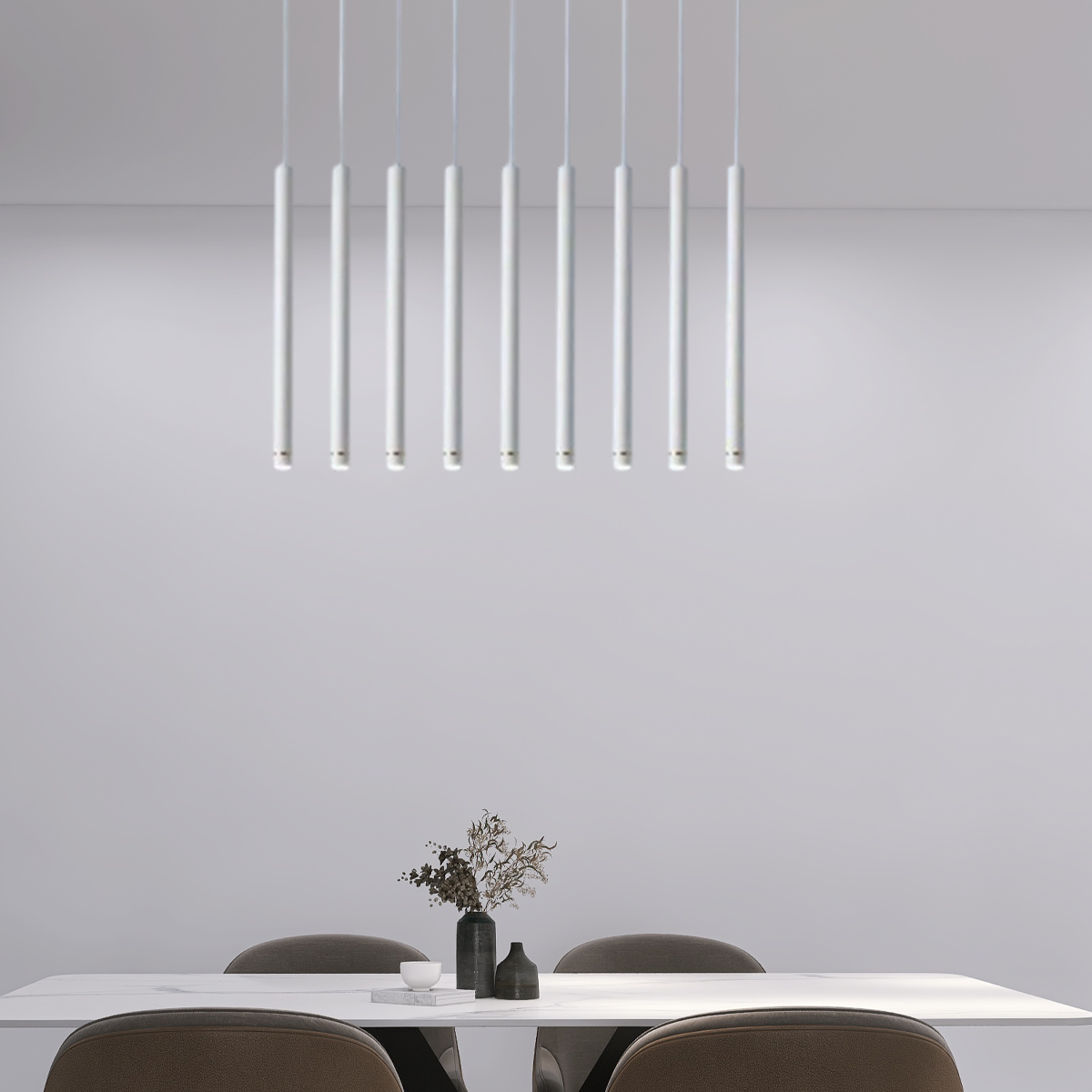 Moderne Pendelleuchte Schwarz/Weiß Metall Zylindrische Esszimmer