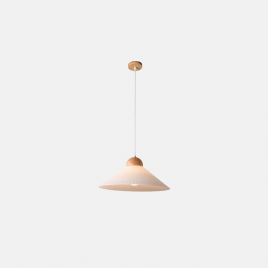 Modern Pendelleuchte LED Konisch Beige Glas/Holz Esszimmer