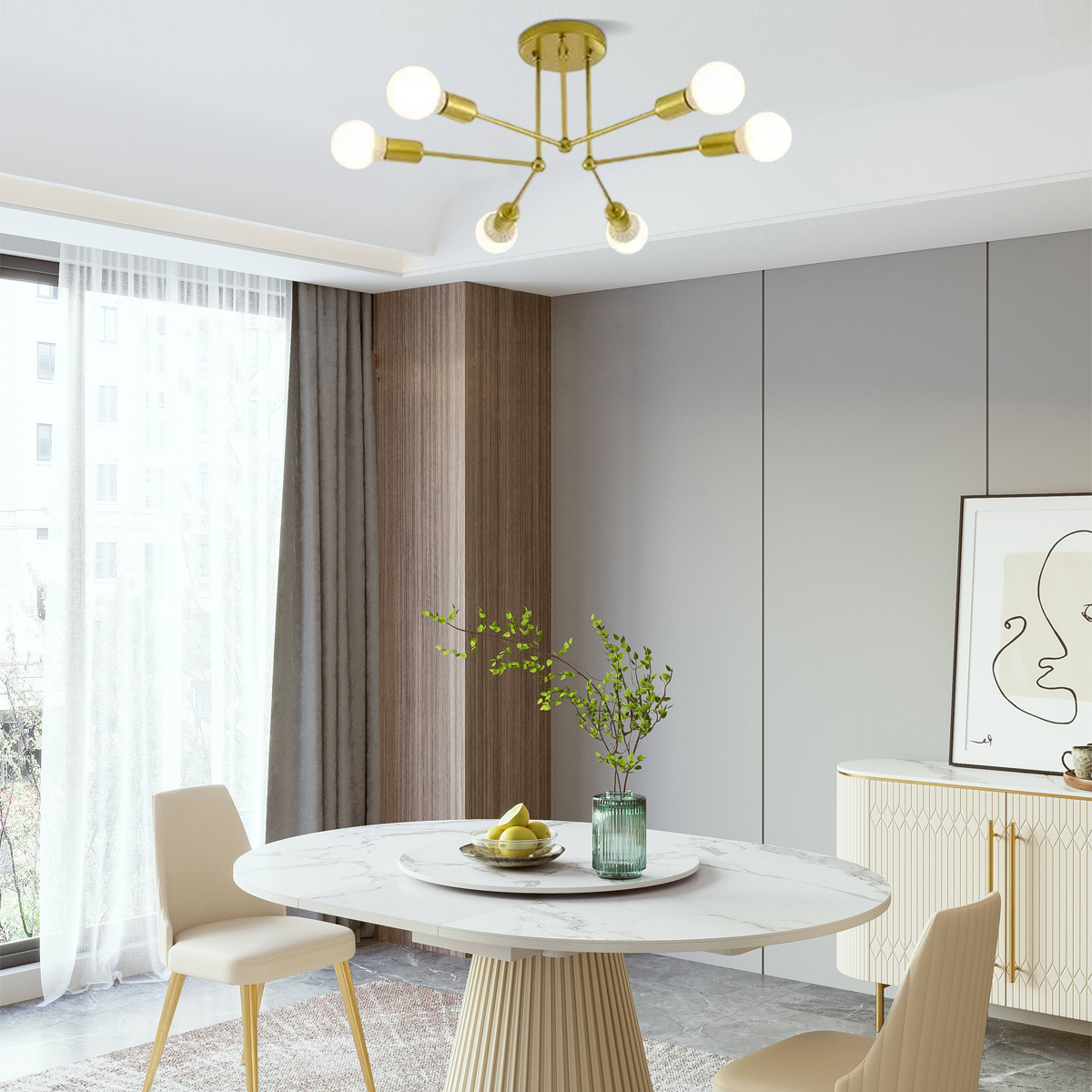 Modern Deckenleuchte LED Metall/Glas Schwarz Esszimmer