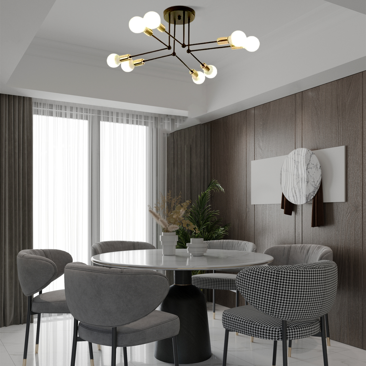 Modern Deckenleuchte LED Metall/Glas Schwarz Esszimmer