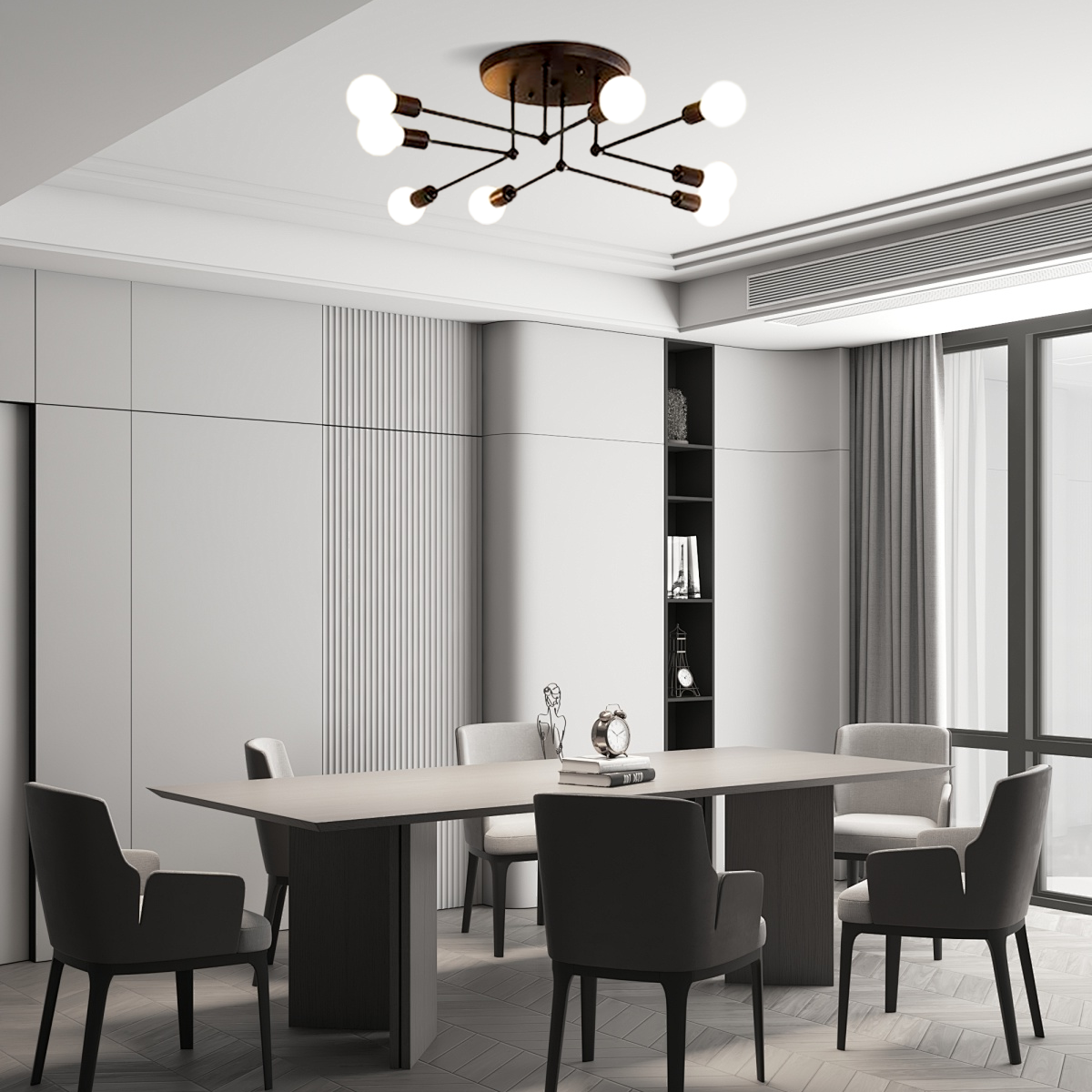 Modern Deckenleuchte LED Metall/Glas Schwarz Esszimmer