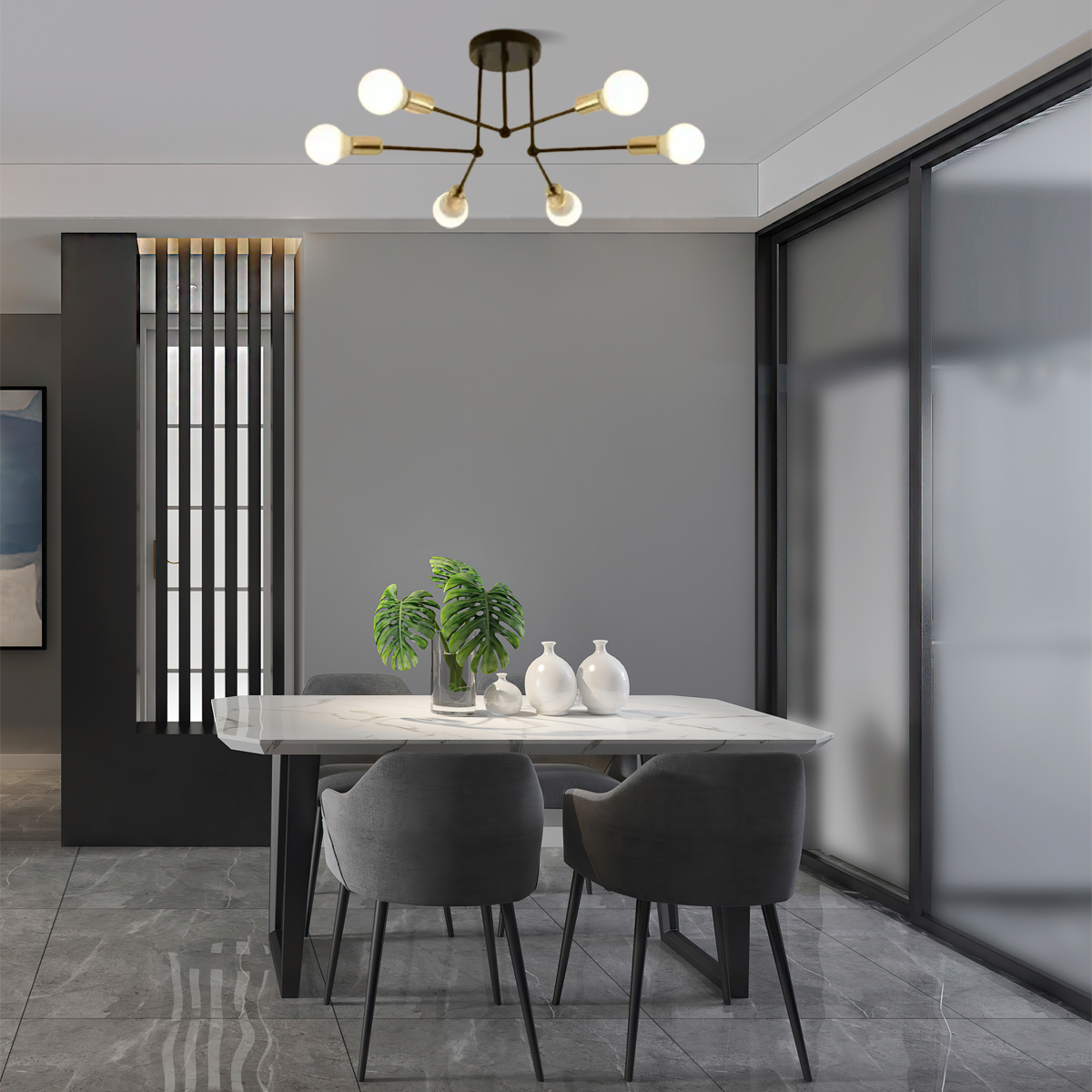 Modern Deckenleuchte LED Metall/Glas Schwarz Esszimmer