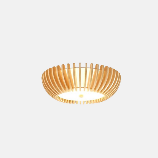 Modern Deckenleuchte LED Rund Naturholz Schlafzimmer