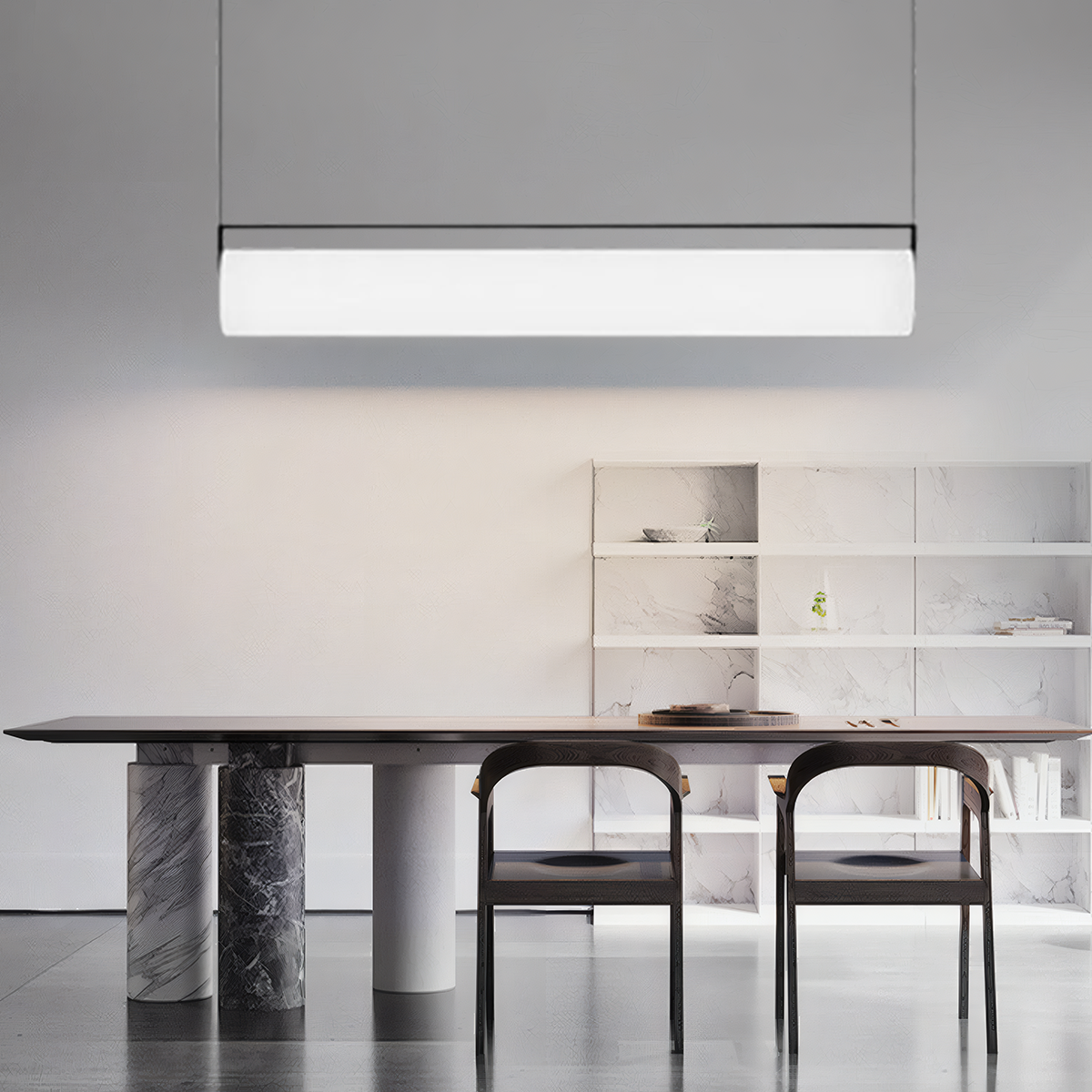 Moderne Pendelleuchte Weiß Metall Acryl Zylindrische Wohnzimmer