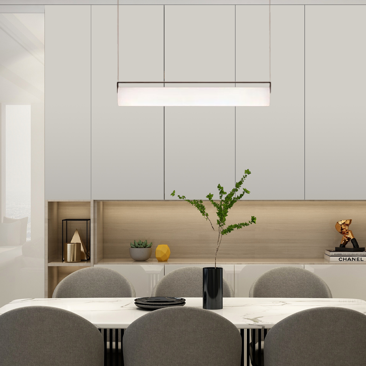 Moderne Pendelleuchte Weiß Metall Acryl Zylindrische Wohnzimmer