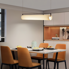 Moderne Pendelleuchte Weiß Metall Acryl Zylindrische Wohnzimmer