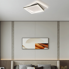 Moderne Deckenleuchte Schwarz Metall Acryl Quadrat Wohnzimmer