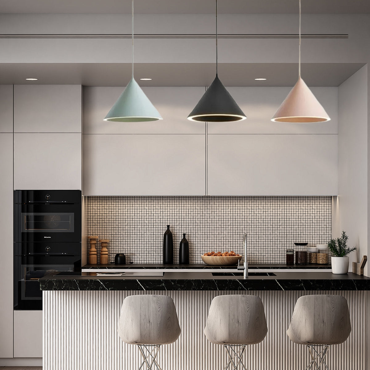 Morandi Pendelleuchte LED Schwarz Acryl Schlaf/Ess/Wohnzimmer