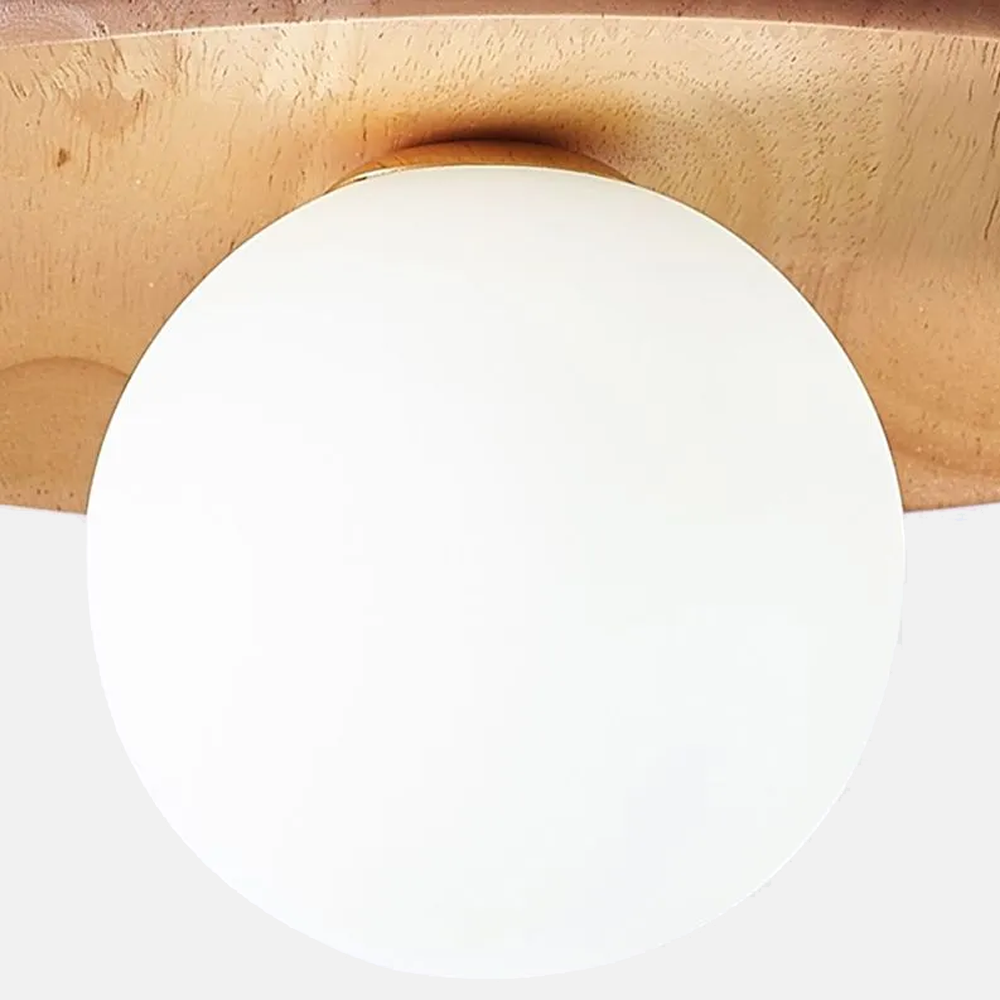 Nordic Deckenleuchte LED Frisbee Holz/Glas Walnussfarbe Schlafzimmer