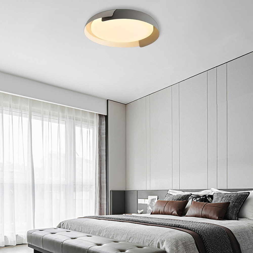 Modern Deckenleuchte LED Metall Acryl Rund Schwarz Weiß Schlafzimmer