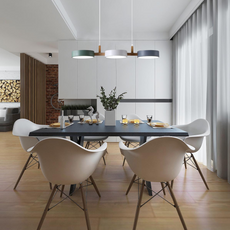 Morandi Pendelleuchte LED 3 Flamming -aus Holz und Metall-Scharfe und ordentliche Textur