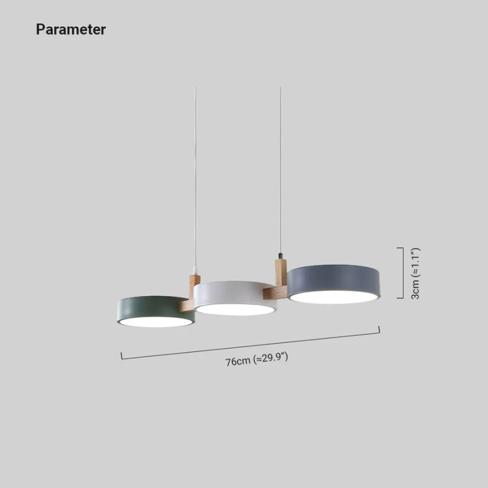 Maßzeichnung der Morandi Pendelleuchte LED 3 Flamming