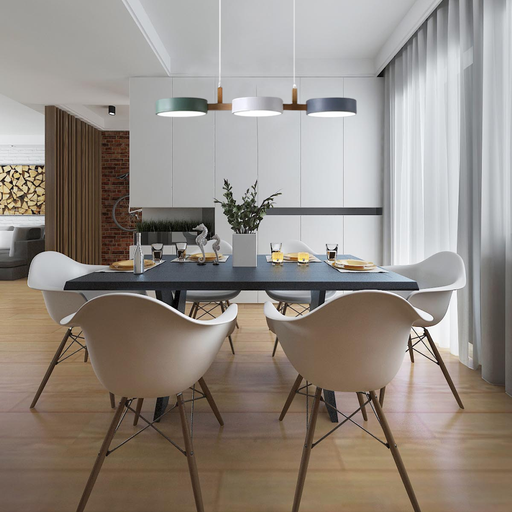 Morandi Pendelleuchte LED 3 Flamming Holz/Metall Ess/Wohnzimmer