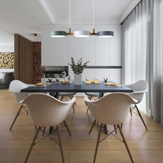 Morandi Pendelleuchte LED 3 Flamming Holz/Metall Ess/Wohnzimmer