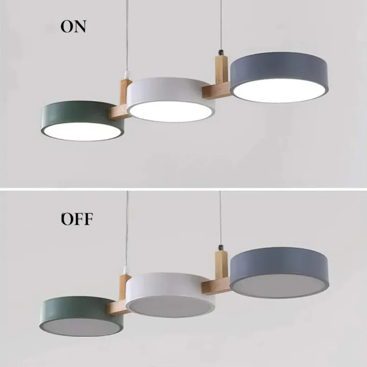Morandi Pendelleuchte LED 3 Flamming -Lichtschalter vor und nach dem Vergleich