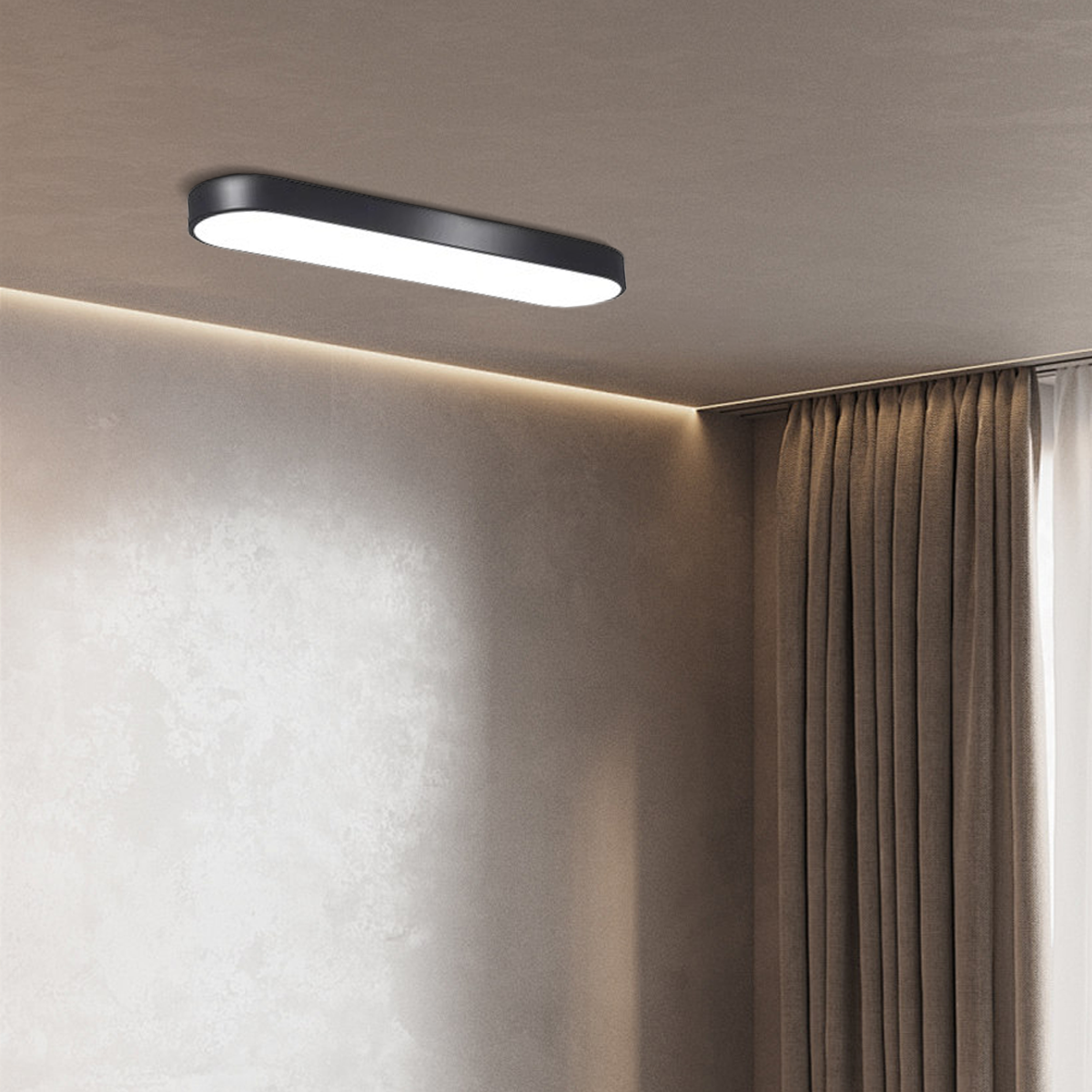 Modern Deckenleuchte LED Oval Weiß/Schwarz Metall/Acryl Ess/Wohnzimmer