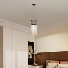 Vintage Pendelleuchte LED Bambus Zylindrisch Holz Esszimmer