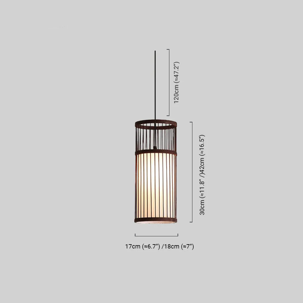 Vintage Pendelleuchte LED Bambus Zylindrisch Holz Esszimmer