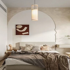 Vintage Pendelleuchte LED Bambus Zylindrisch Holz Esszimmer