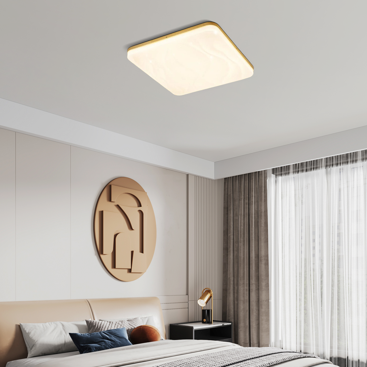 Minimalistisch Deckenleuchte LED Holz Geometric Weiß Schlafzimmer