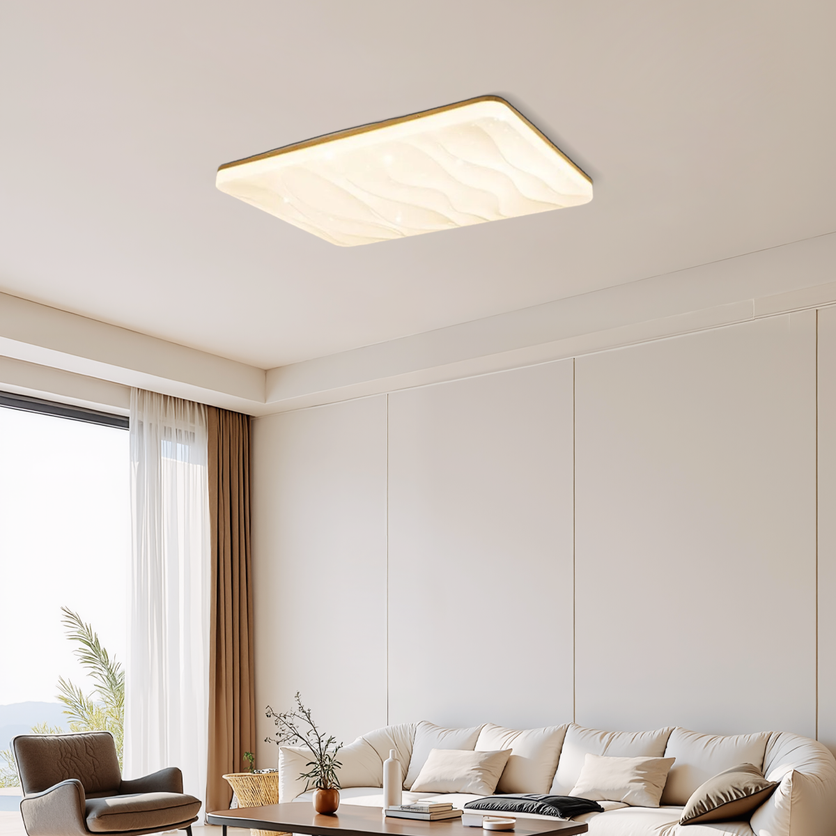 Minimalistisch Deckenleuchte LED Holz Geometric Weiß Schlafzimmer