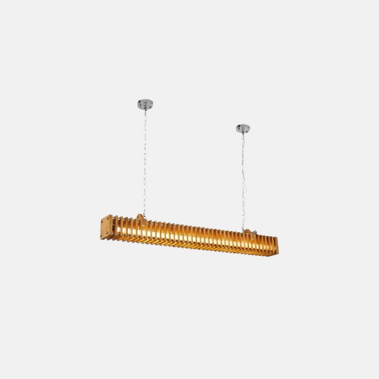 Moderne Pendelleuchte Braun Holz Rechteckig Wohnzimmer