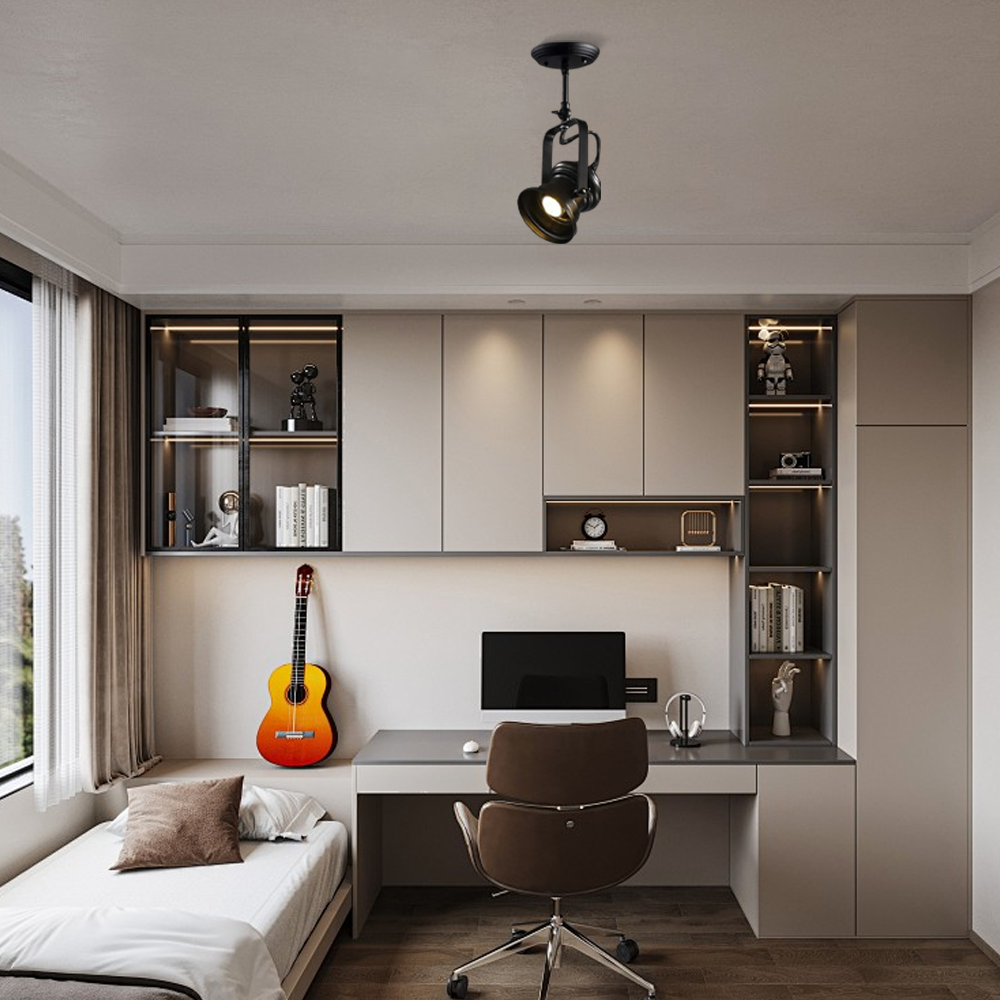 Industrielle Deckenleuchte LED Metall Zylindrisch Schwarz Arbeitszimmer