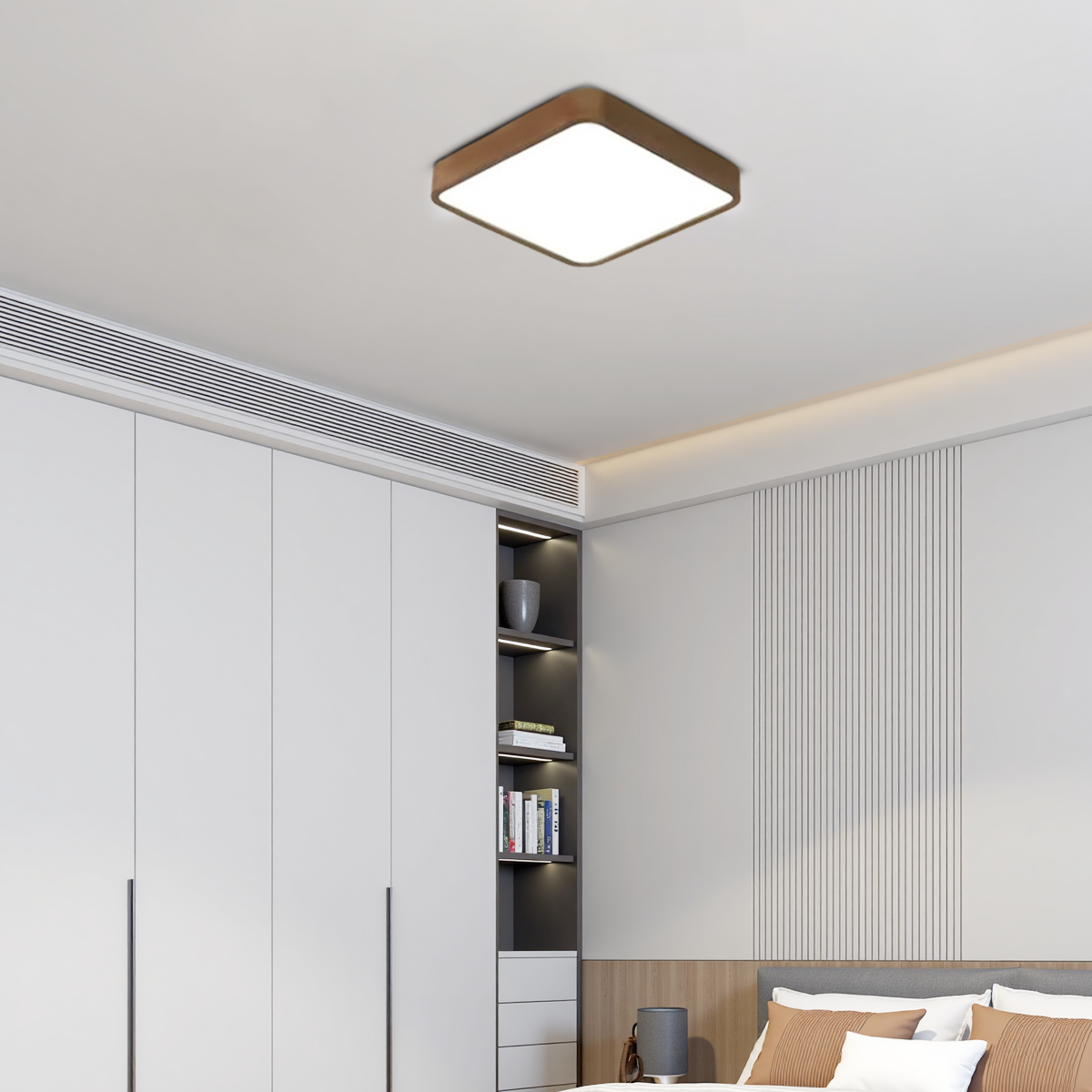 Minimalistisch Deckenleuchte LED Geometric Holz Schlafzimmer