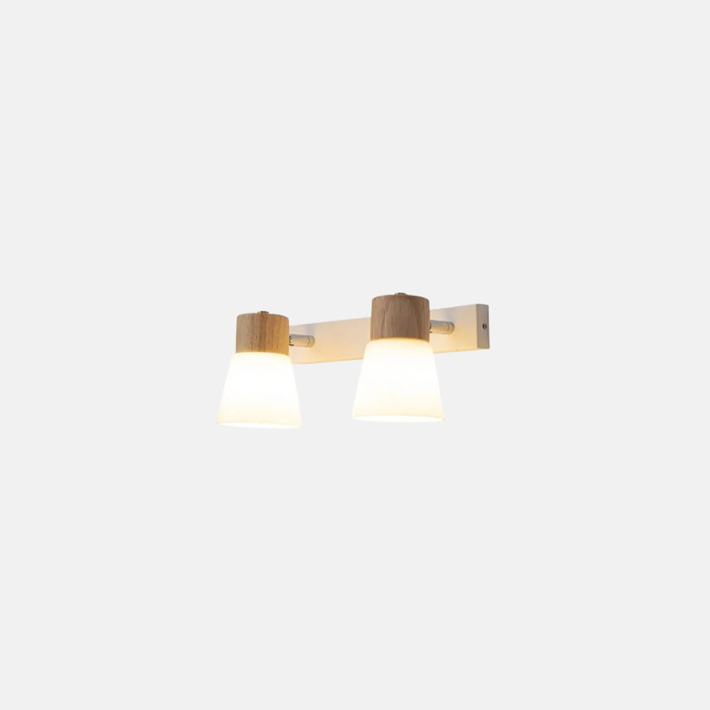 Nordic Wandlampe LED Holz Glas Kappenförmig Weiß Badezimmer