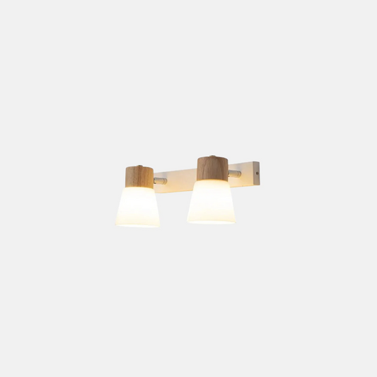 Nordic Wandlampe LED Holz Glas Kappenförmig Weiß Badezimmer