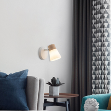 Nordic Wandlampe LED Holz Glas Kappenförmig Weiß Badezimmer