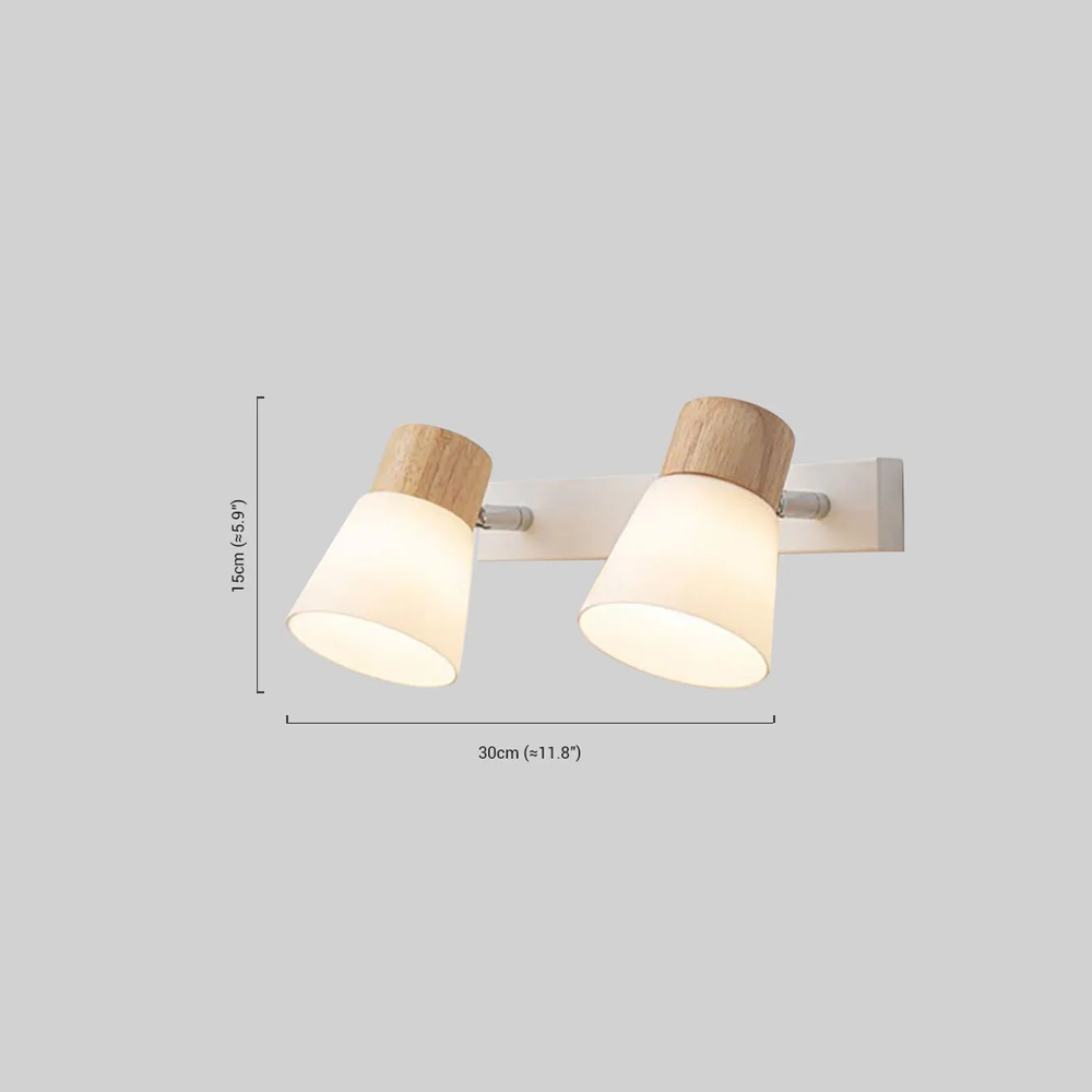 Nordic Wandlampe LED Holz Glas Kappenförmig Weiß Badezimmer