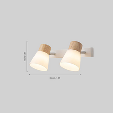 Nordic Wandlampe LED Holz Glas Kappenförmig Weiß Badezimmer