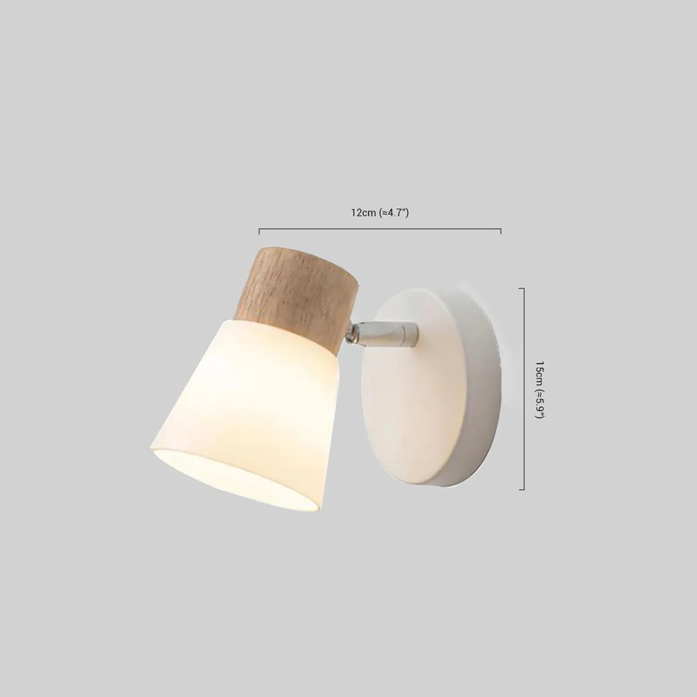 Nordic Wandlampe LED Holz Glas Kappenförmig Weiß Badezimmer