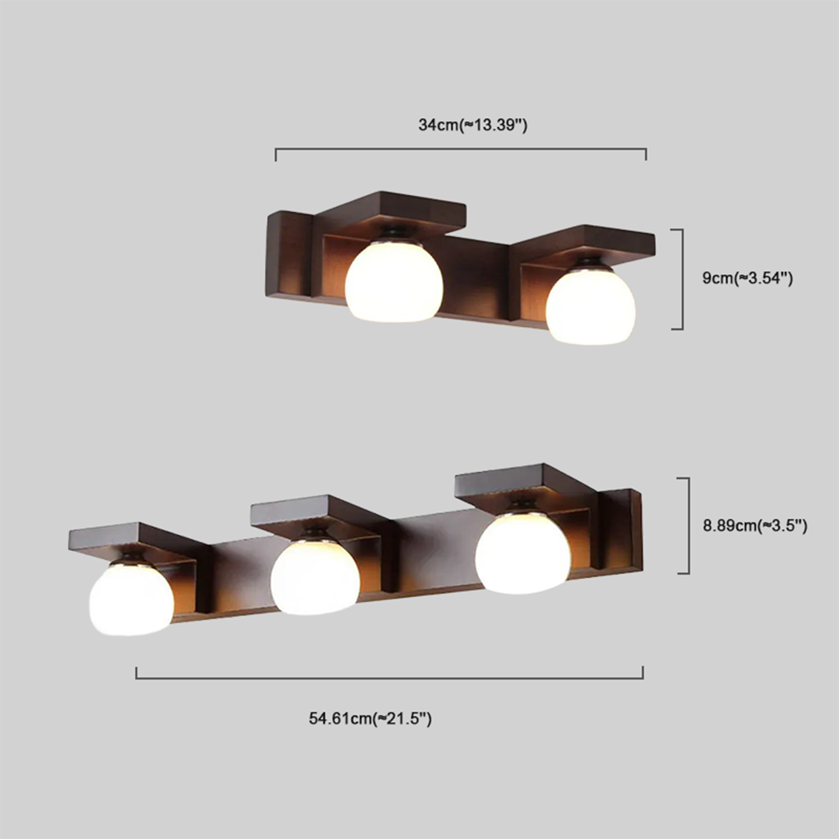 Vintage Wandleuchte LED Holz Rechteckige Walnussfarbe Badzimmer