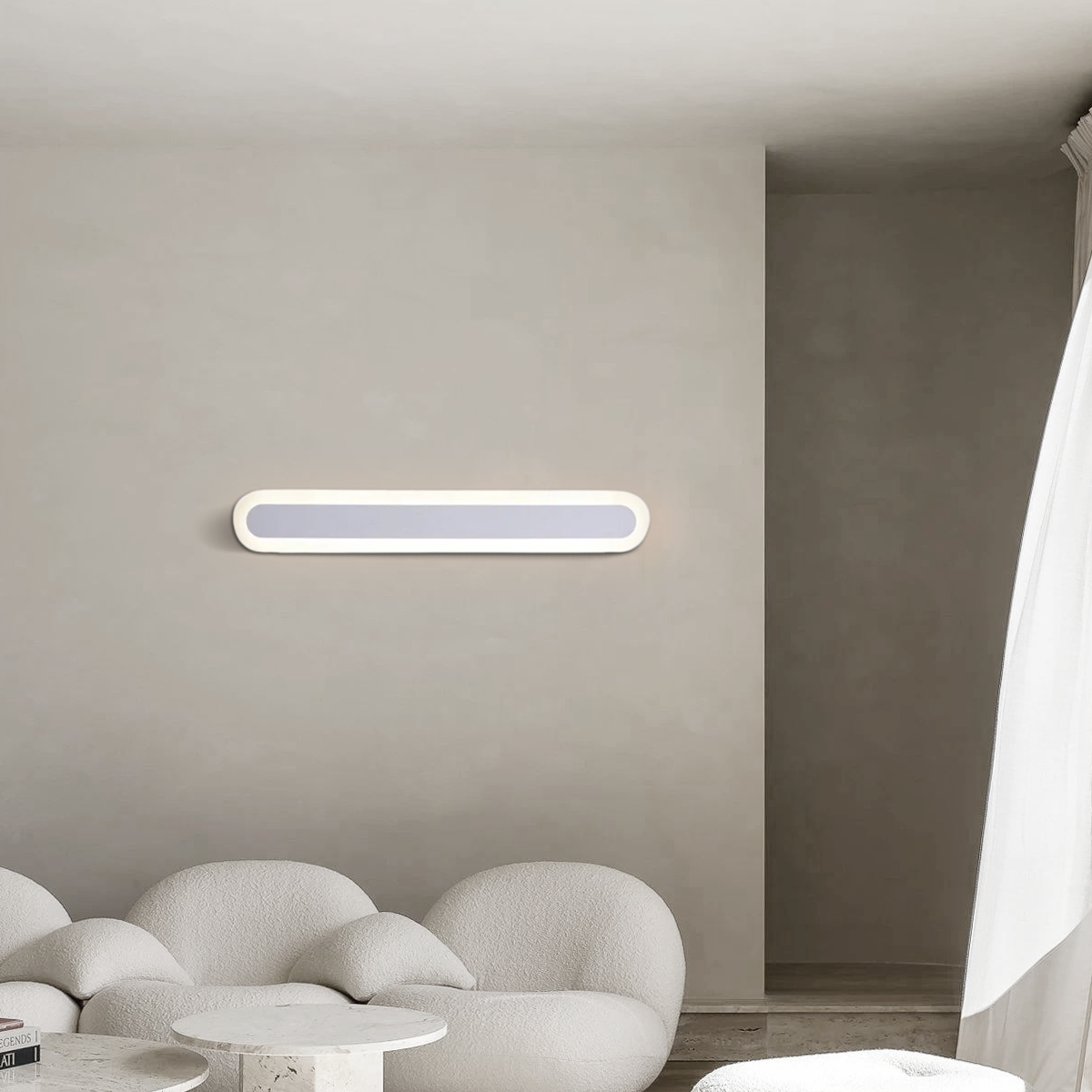 Moderne Wandleuchte Weiß/Braun Metall Acryl Linear Badezimmer