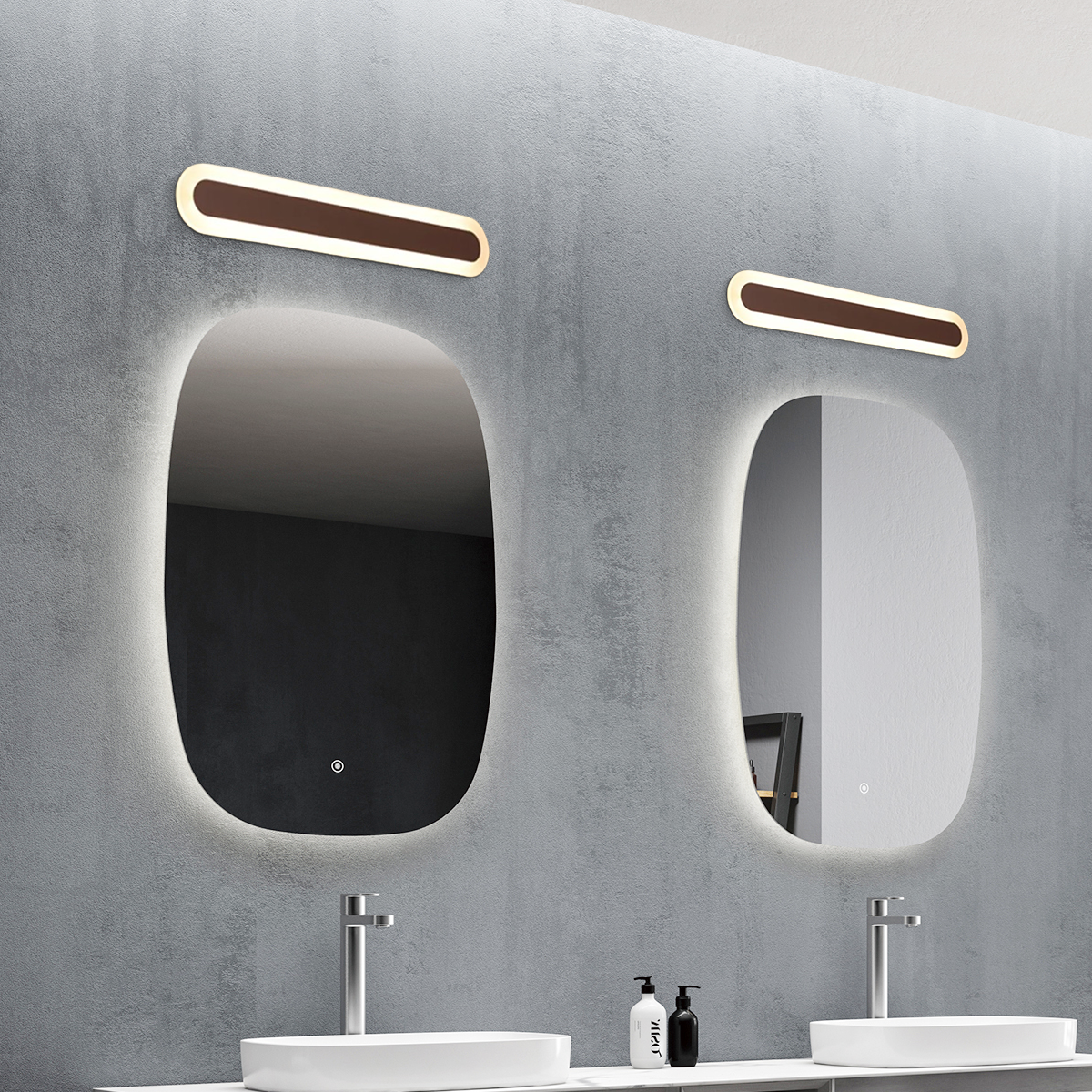 Moderne Wandleuchte Weiß/Braun Metall Acryl Linear Badezimmer