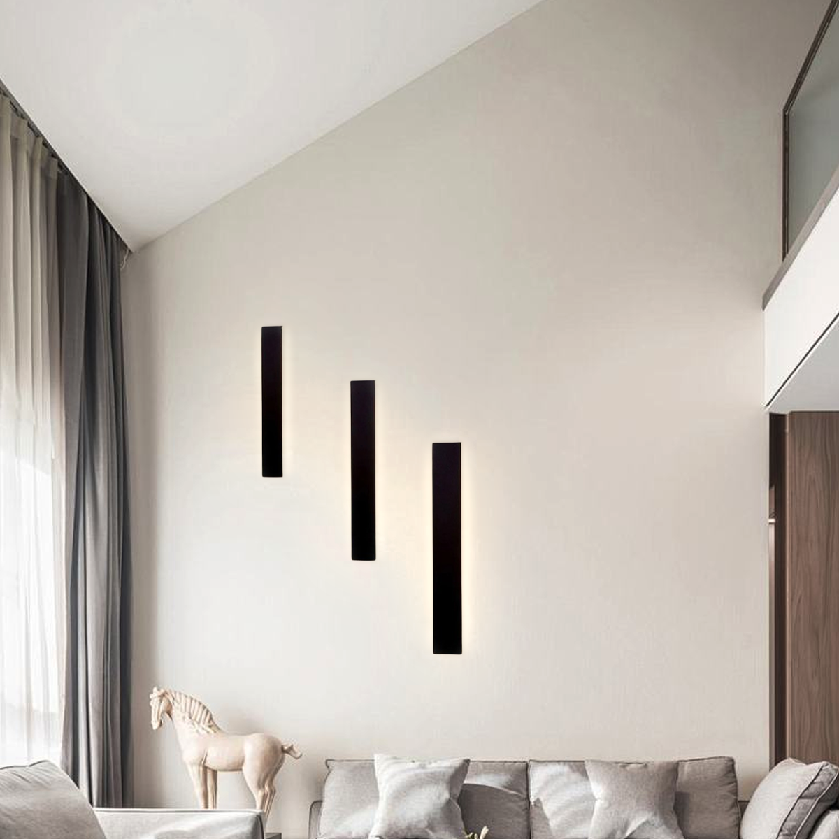 Minimalistisch WandLampe LED Rechteckig Schwarz Metall 