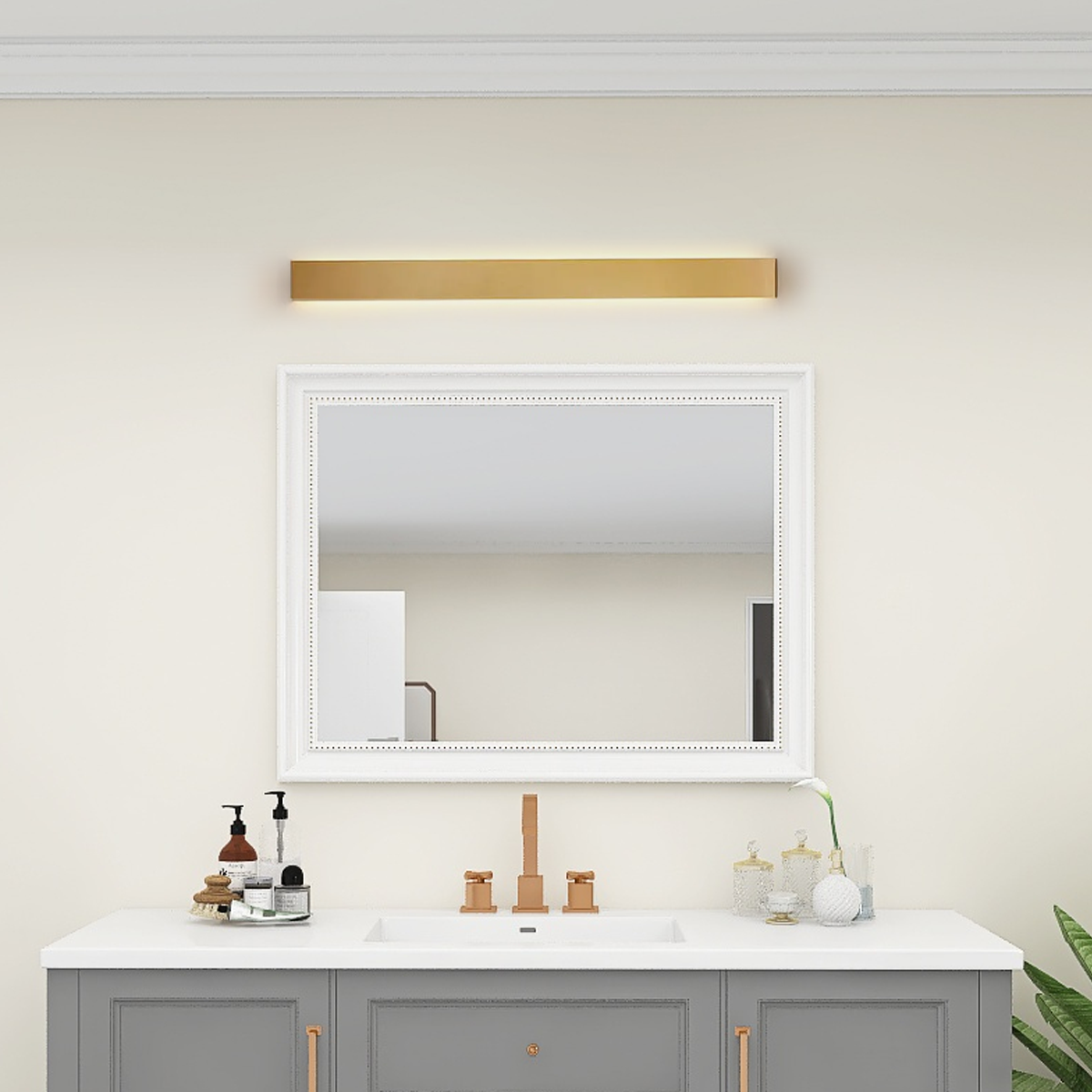 Minimalistisch WandLampe LED Rechteckig Gold Metall 