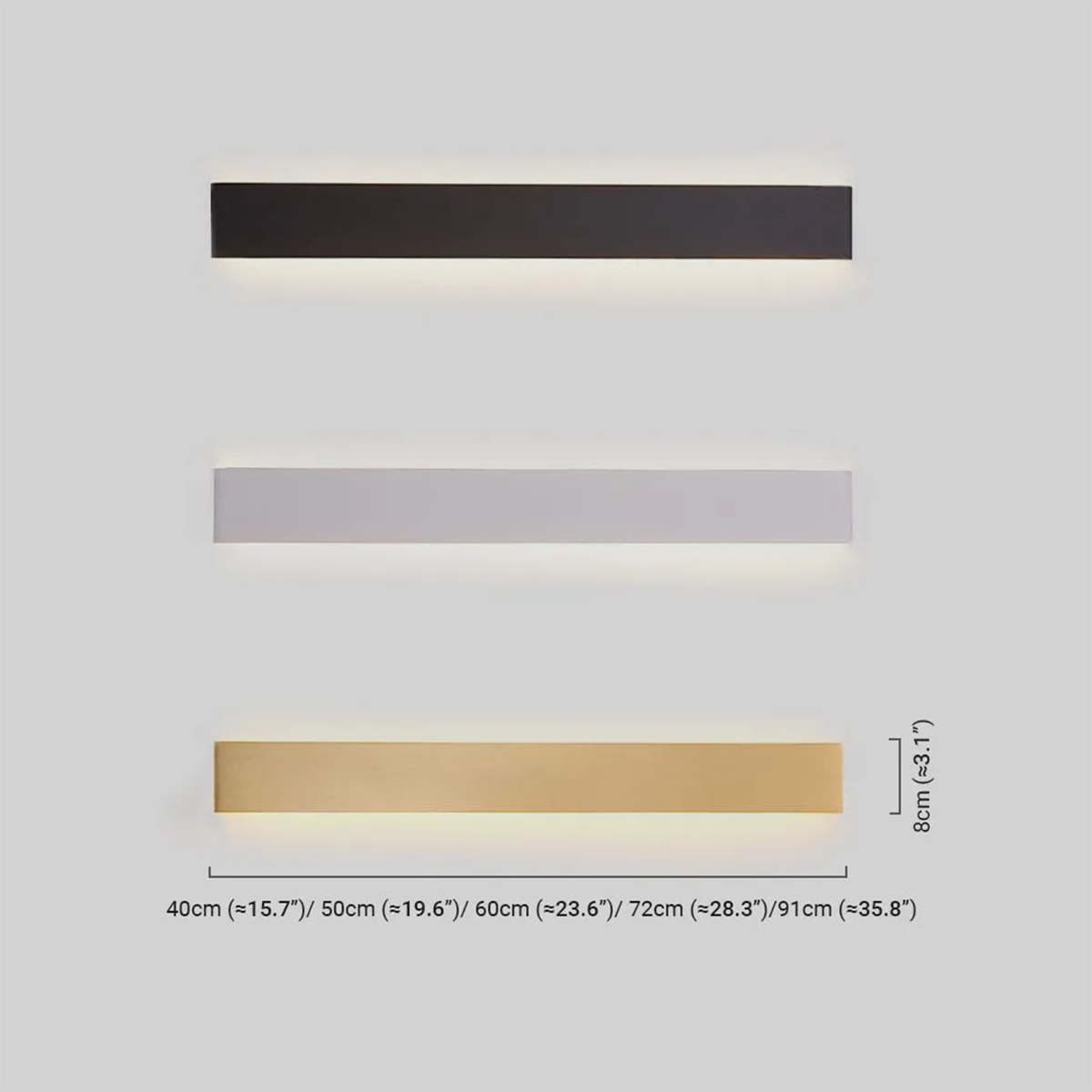 Minimalistisch WandLampe LED Rechteckig Schwarz Metall 