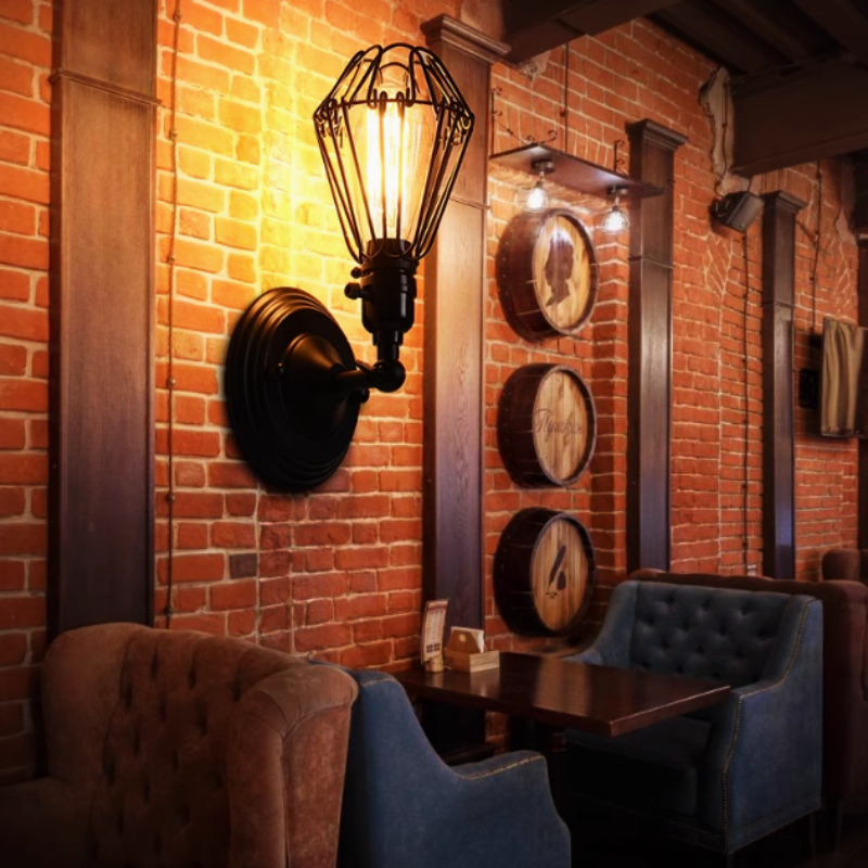 Industriell Wandlampe Metall Schwarz Rost Wohnzimmer