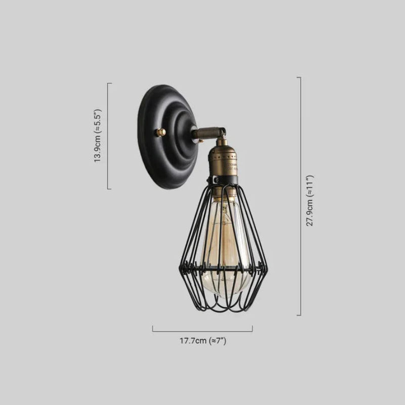 Industriell Wandlampe Metall Schwarz Rost Wohnzimmer