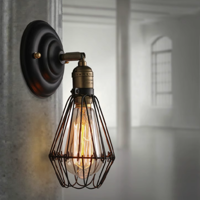 Industriell Wandlampe Metall Schwarz Rost Wohnzimmer